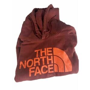 North Face Men’s Large Hooded Sweatshirt Hoodie Long Sleeve Maroon Red Large
